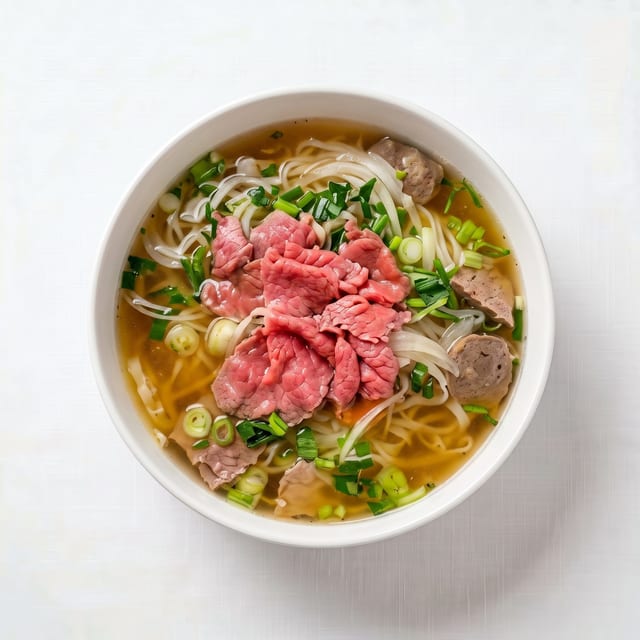 Tái Chín Gân (Rare Steak, Brisket, Tendon).