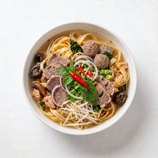 6. Tái Gân Sách (Rare Steak, Tendon, Tripe)